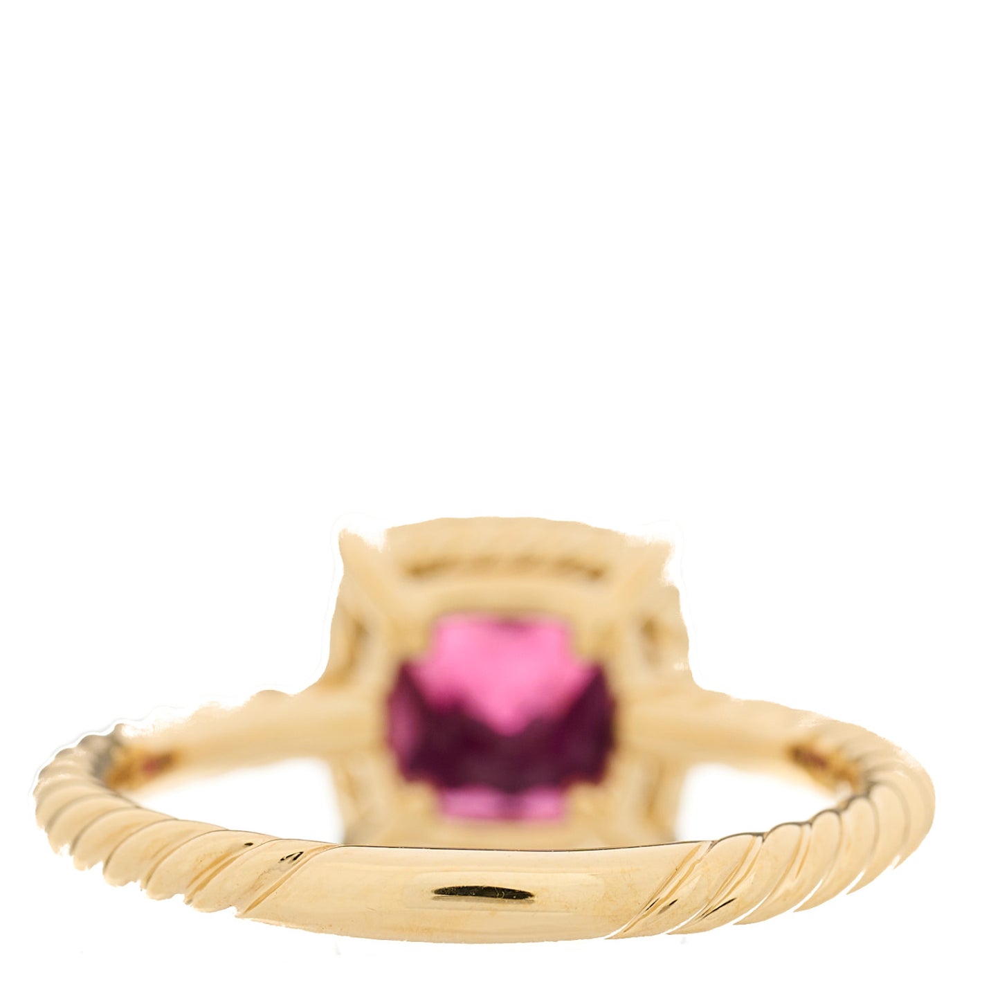 18K Yellow Gold Diamond Pink Tourmaline 7mm Petite Chatelaine Pave Bezel Ring 54 7