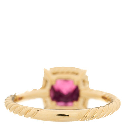 David Yurman 18K Yellow Gold Diamond Pink Tourmaline 7mm Petite Chatelaine Pave Bezel Ring 54 7 4 of 5