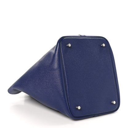 Hermes Epsom Tressage De Cuir Picotin Lock 22 MM Bleu Encre Brique Black 4 of 12