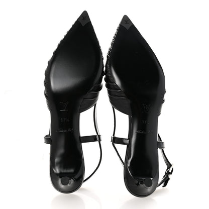 Louis Vuitton Calfskin Allure D'Orsay Slingback Pump 37.5 Black 6 of 9