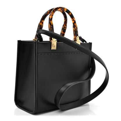 Fendi Vitello King Plexiglass Logo Embossed Small Fendi Sunshine Shopper Tote Black 3 of 9