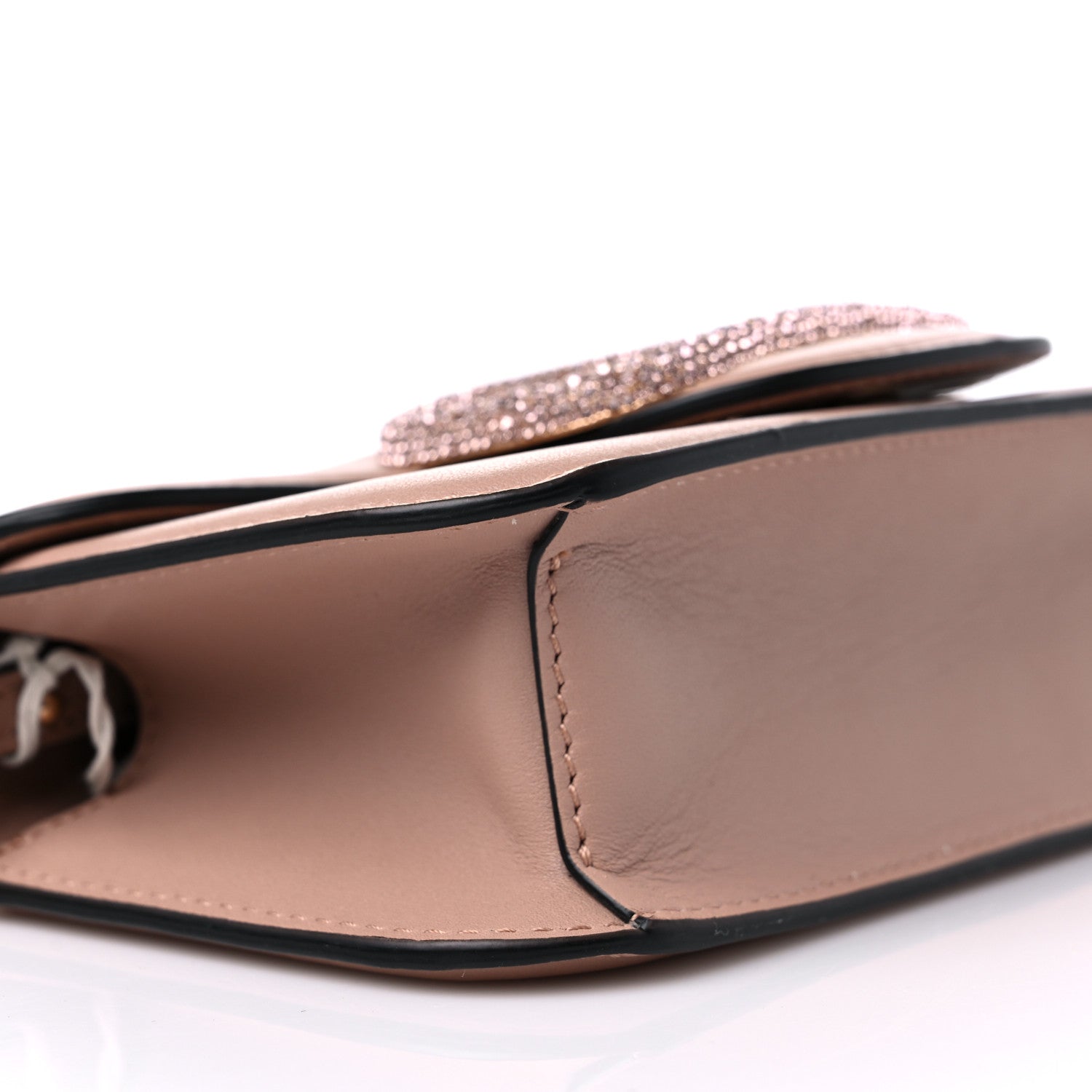 Valentino Garavani Calfskin Crystal Vlogo Small Loco Shoulder Bag Rose Cannelle 8 of 10