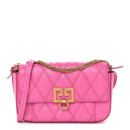 Givenchy Goatskin Quilted GV3 Mini Pocket Convertible Bag Pink 1 of 4