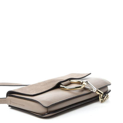Chloe Suede Calfskin Small Faye Shoulder Bag Motty Grey 4 of 9