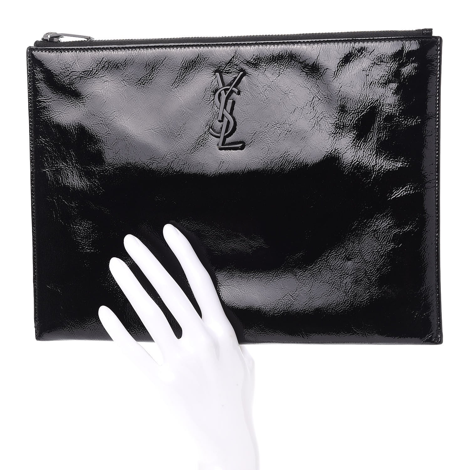 Saint Laurent Texturized Patent Monogram iPad Case Black 2 of 10