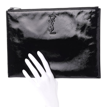 Saint Laurent Texturized Patent Monogram iPad Case Black 2 of 10