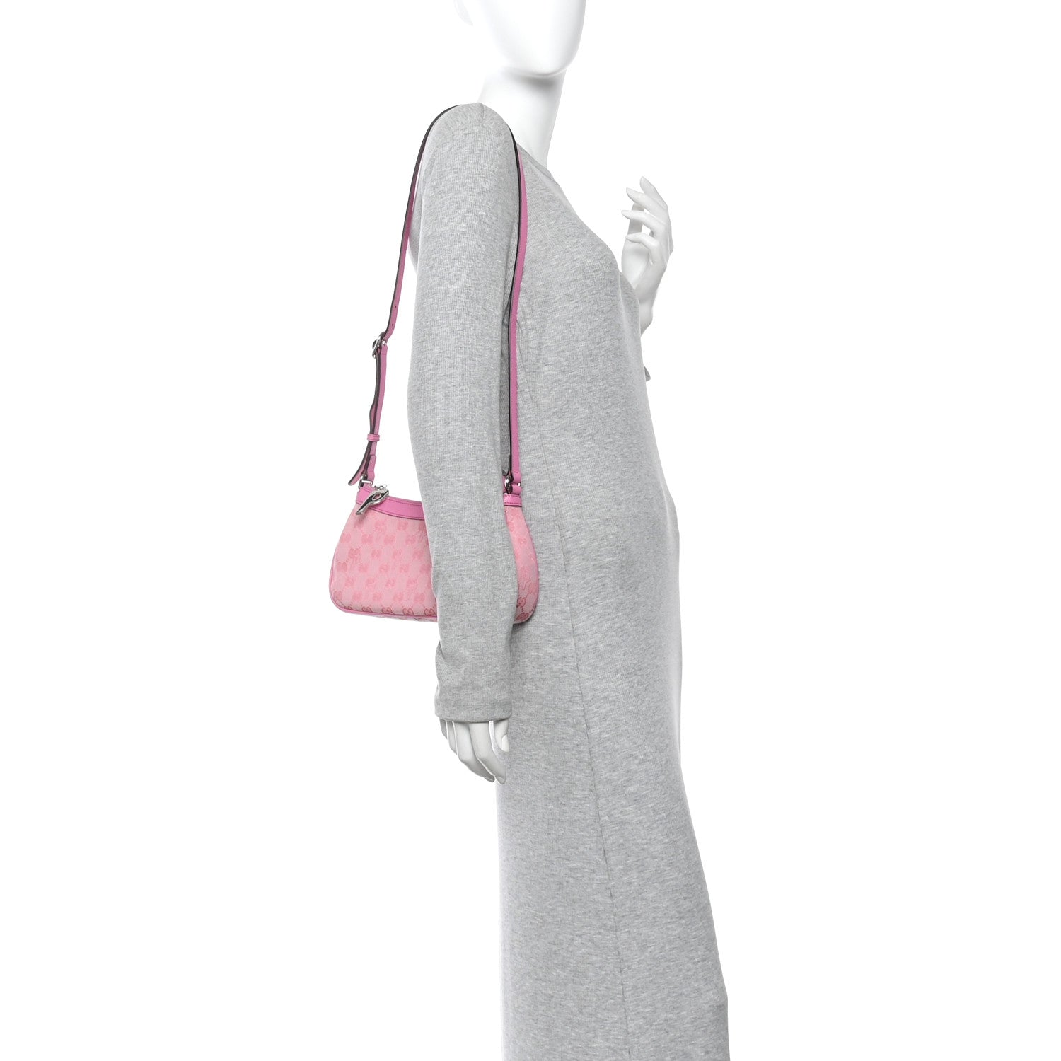 Gucci X PALACE GG Supreme Monogram Palace Textured Dollar Calfskin Shoulder Bag Pink Pale Rose Palace 2 of 11