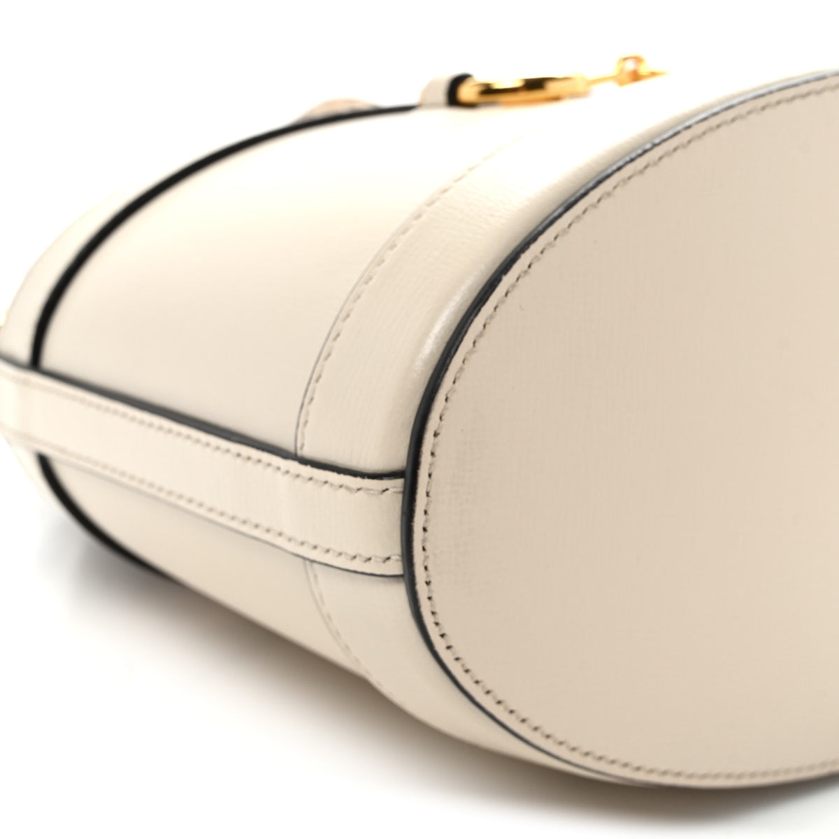 Gucci Monogram Textured Calfskin Horsebit 1955 Drawstring Bucket Bag Beige Mystic White 9 of 10