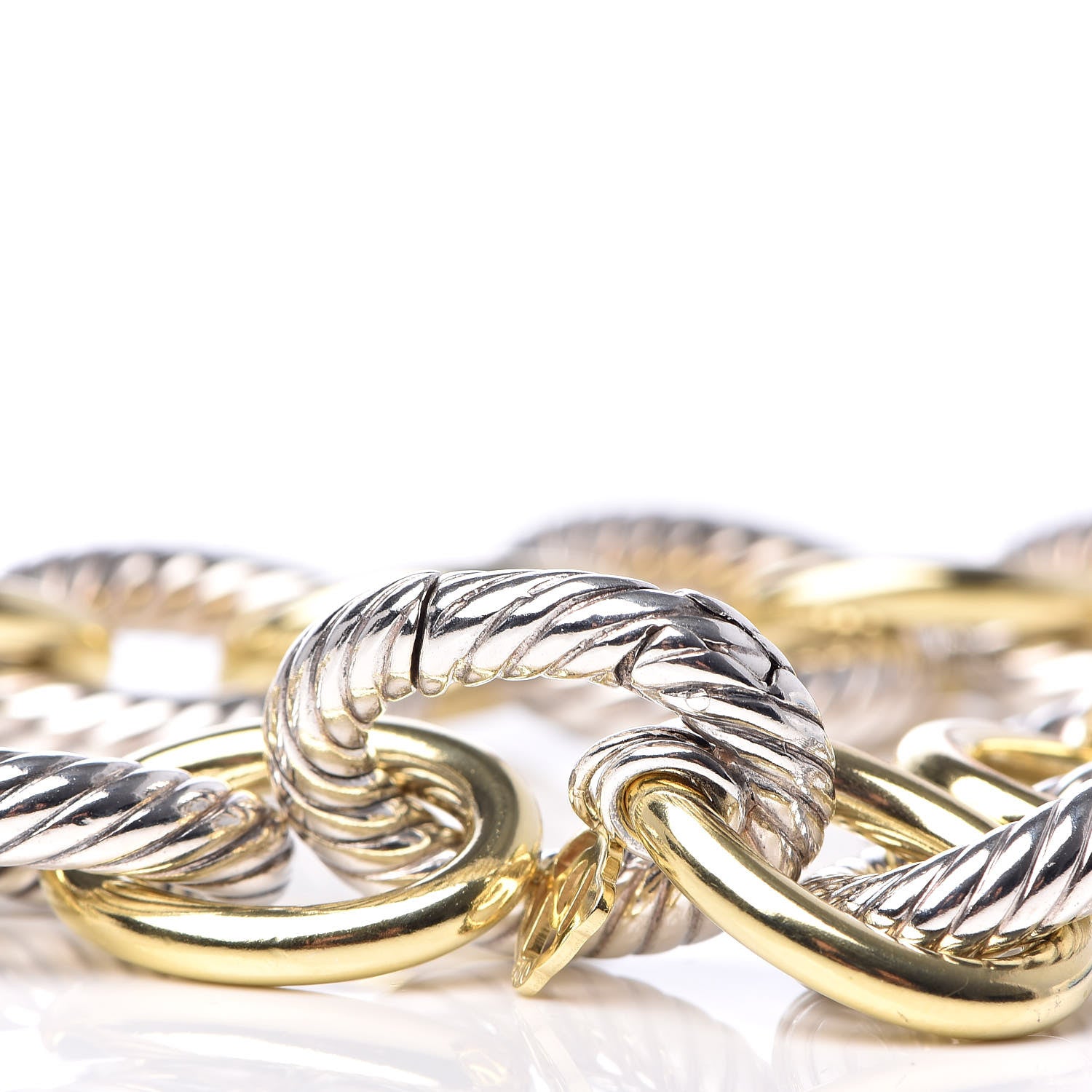 David Yurman Sterling Silver 18K Yellow Gold 23mm Extra Large Oval Link Necklace 4 of 5