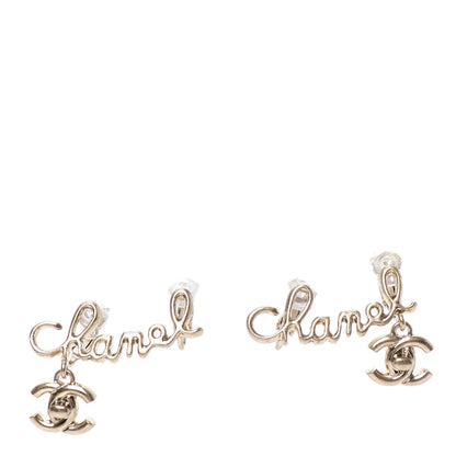 Chanel Metal CC Turnlock Climber Clip On Earrings Gold 1 of 4