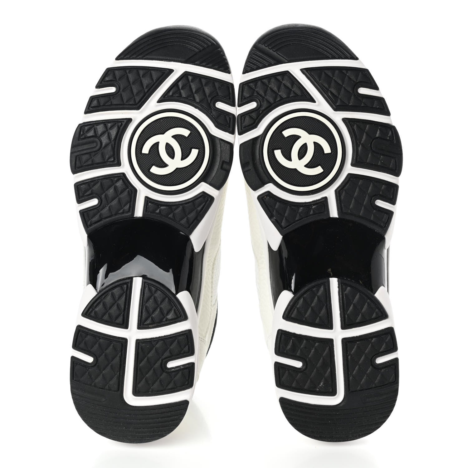Chanel Mesh Suede Calfskin Grained Calfskin Womens CC Sneakers 39 White Black 5 of 7