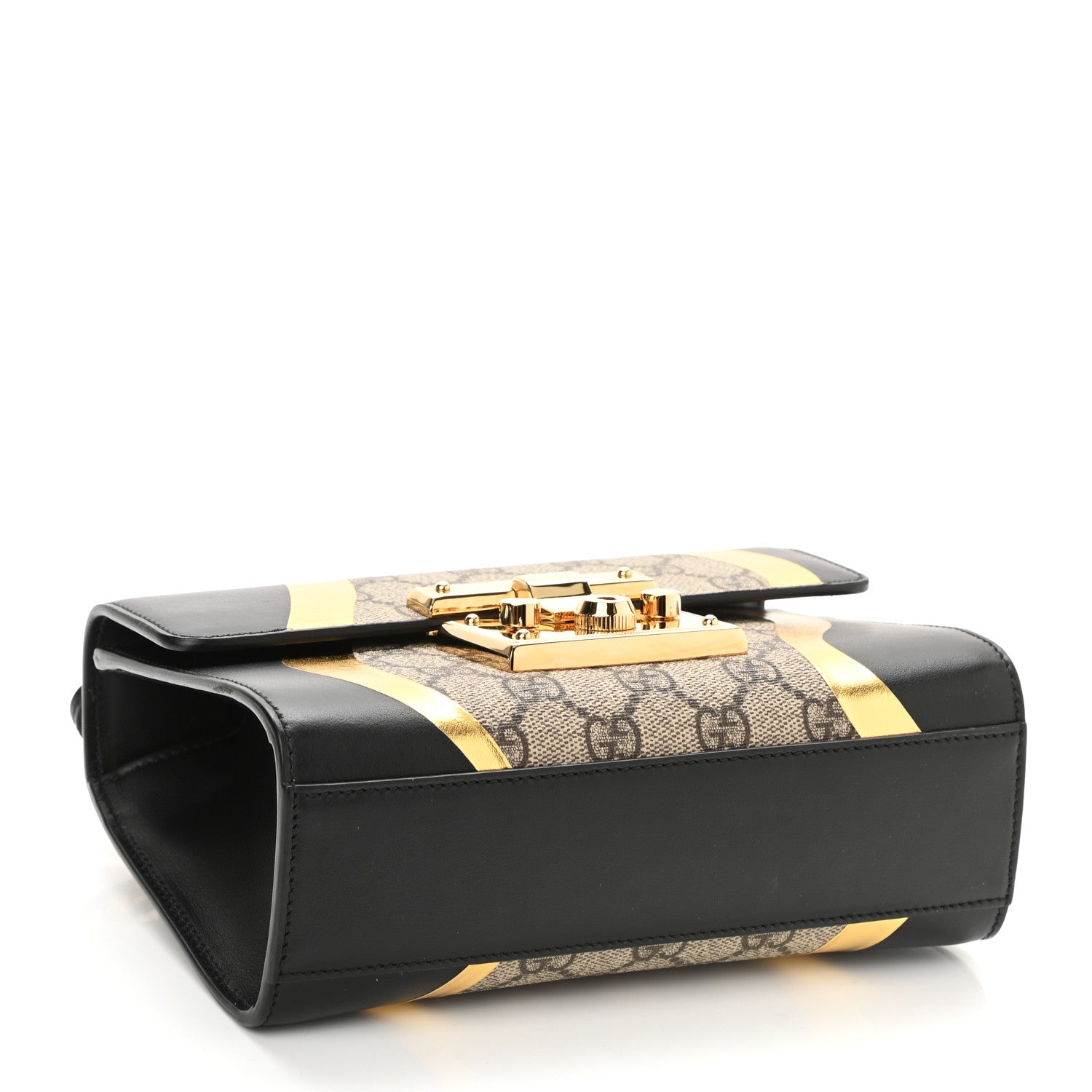 Gucci Calfskin GG Supreme Monogram Small Padlock Shoulder Bag Black Gold 4 of 8