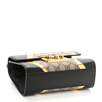 Gucci Calfskin GG Supreme Monogram Small Padlock Shoulder Bag Black Gold 4 of 8