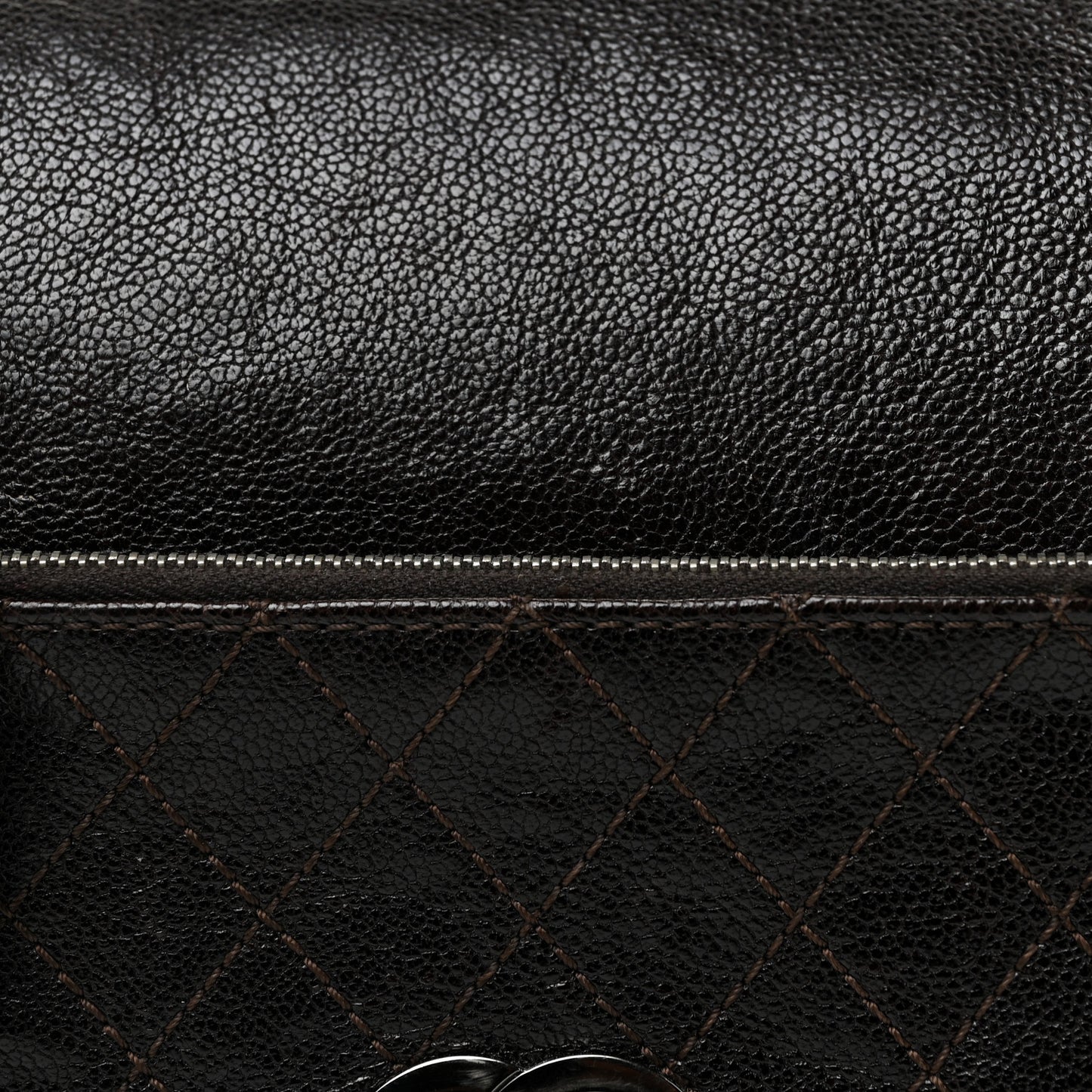 Glazed Caviar Small Pocket In The City Shoulder Bag Brown