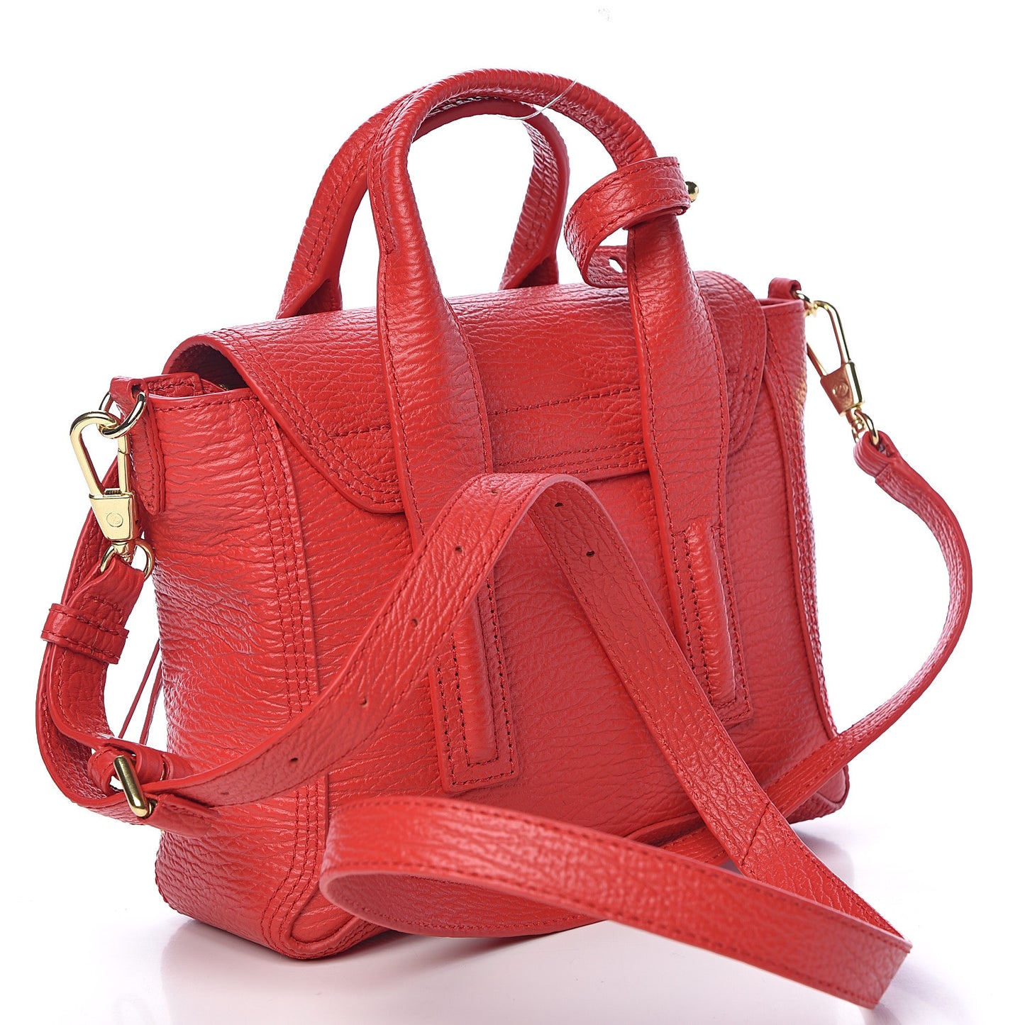 3.1 Textured Calfskin Mini Pashli Satchel Red