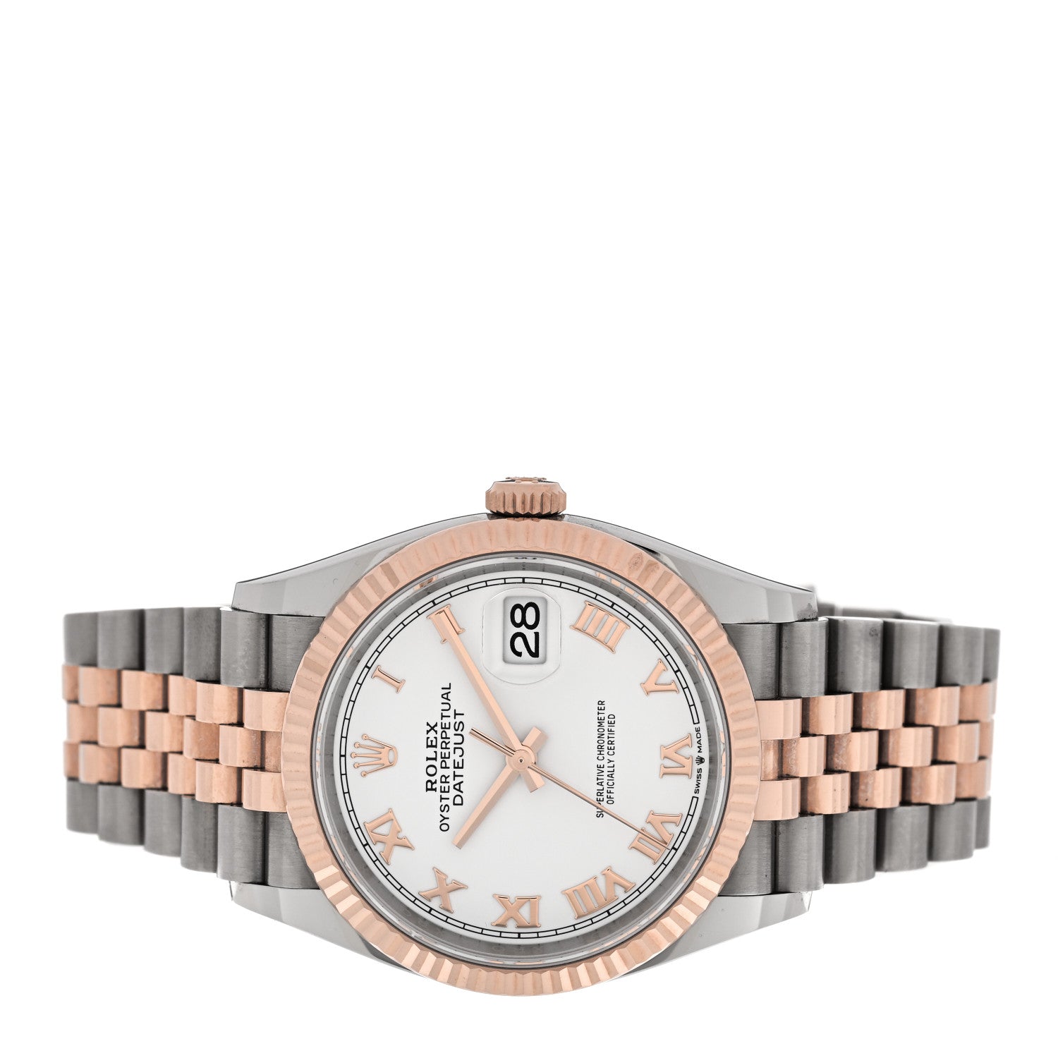 Rolex Stainless Steel 18K Everose Gold 36mm Oyster Perpetual Datejust Watch White Roman 126231 2 of 5