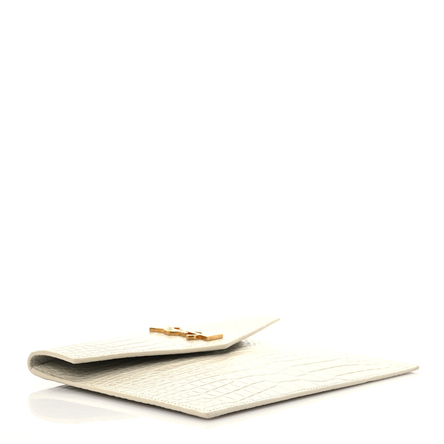 Calfskin Crocodile Embossed Monogram Uptown Baby Pouch Perle