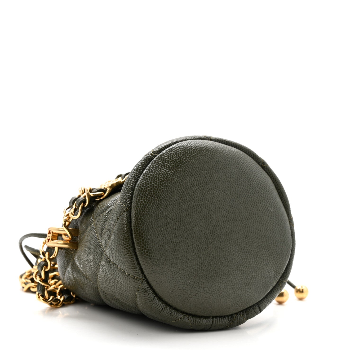 Chanel Caviar Quilted Coco First Bucket Clutch With Chain Khaki 4 of 11