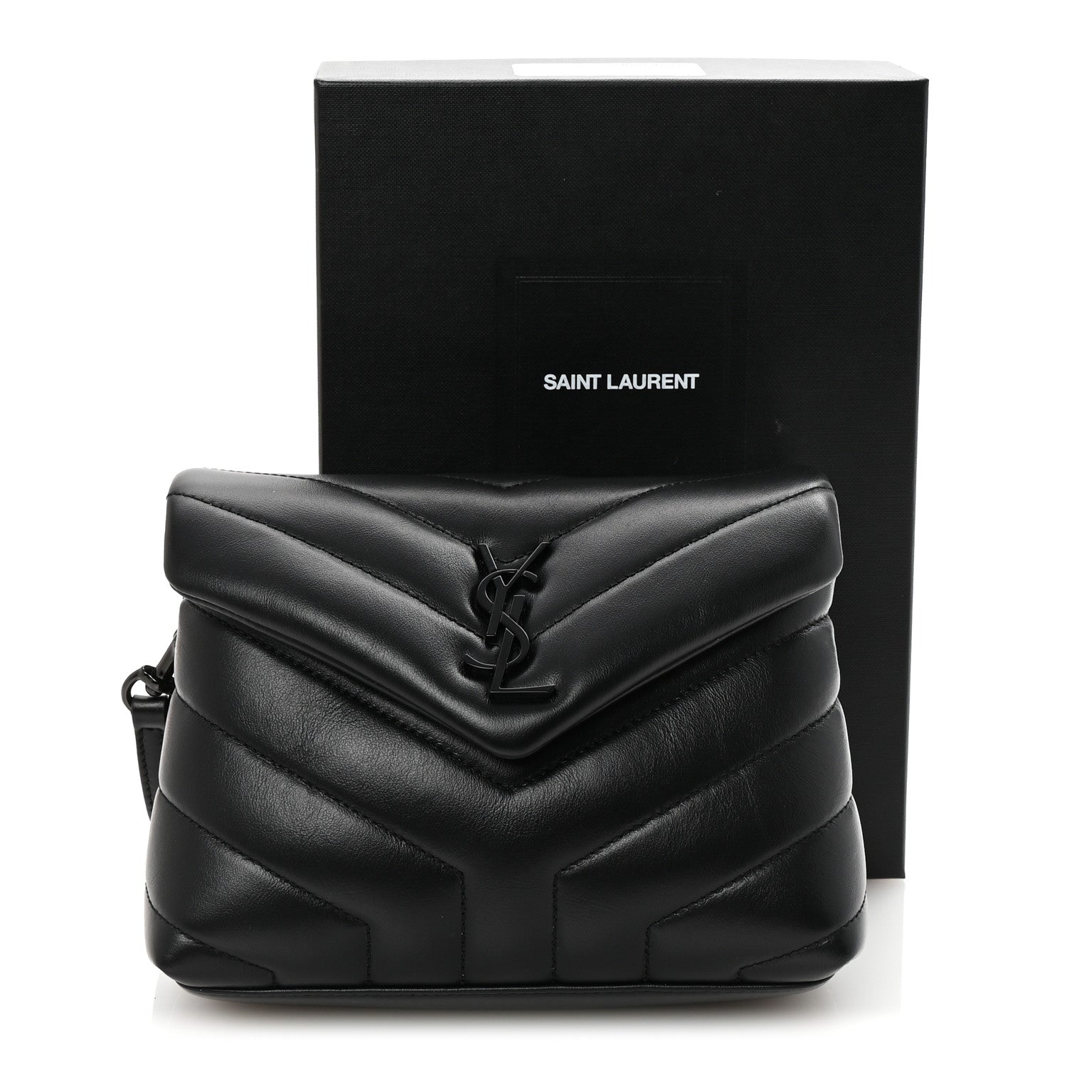 Saint Laurent Calfskin Y Quilted Monogram Monochrome Toy Loulou Crossbody Bag Black 10 of 10