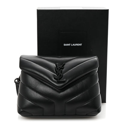 Saint Laurent Calfskin Y Quilted Monogram Monochrome Toy Loulou Crossbody Bag Black 10 of 10