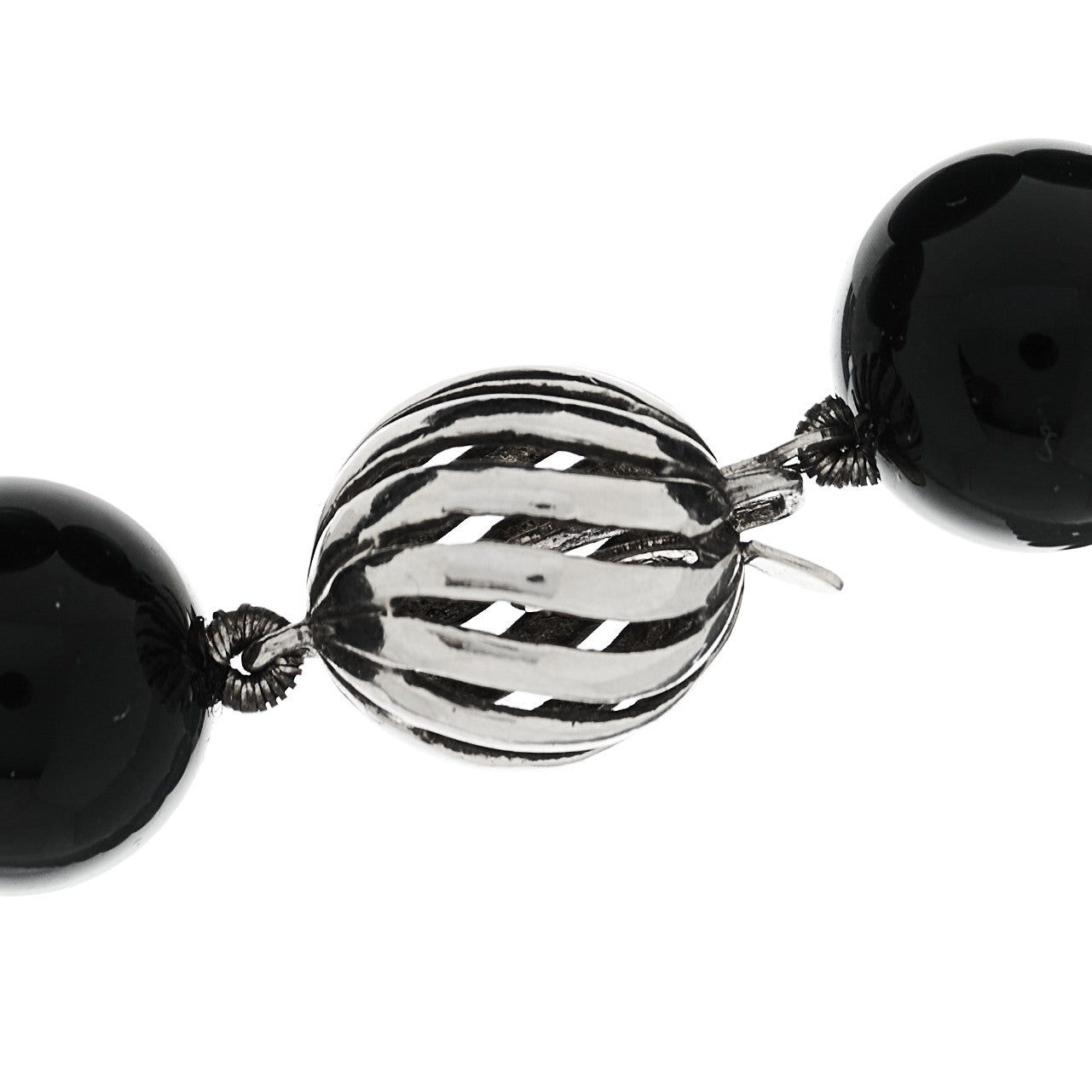 Tiffany Sterling Silver Black Onyx 10mm Long Bead Necklace 4 of 6