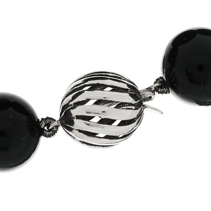 Tiffany Sterling Silver Black Onyx 10mm Long Bead Necklace 4 of 6