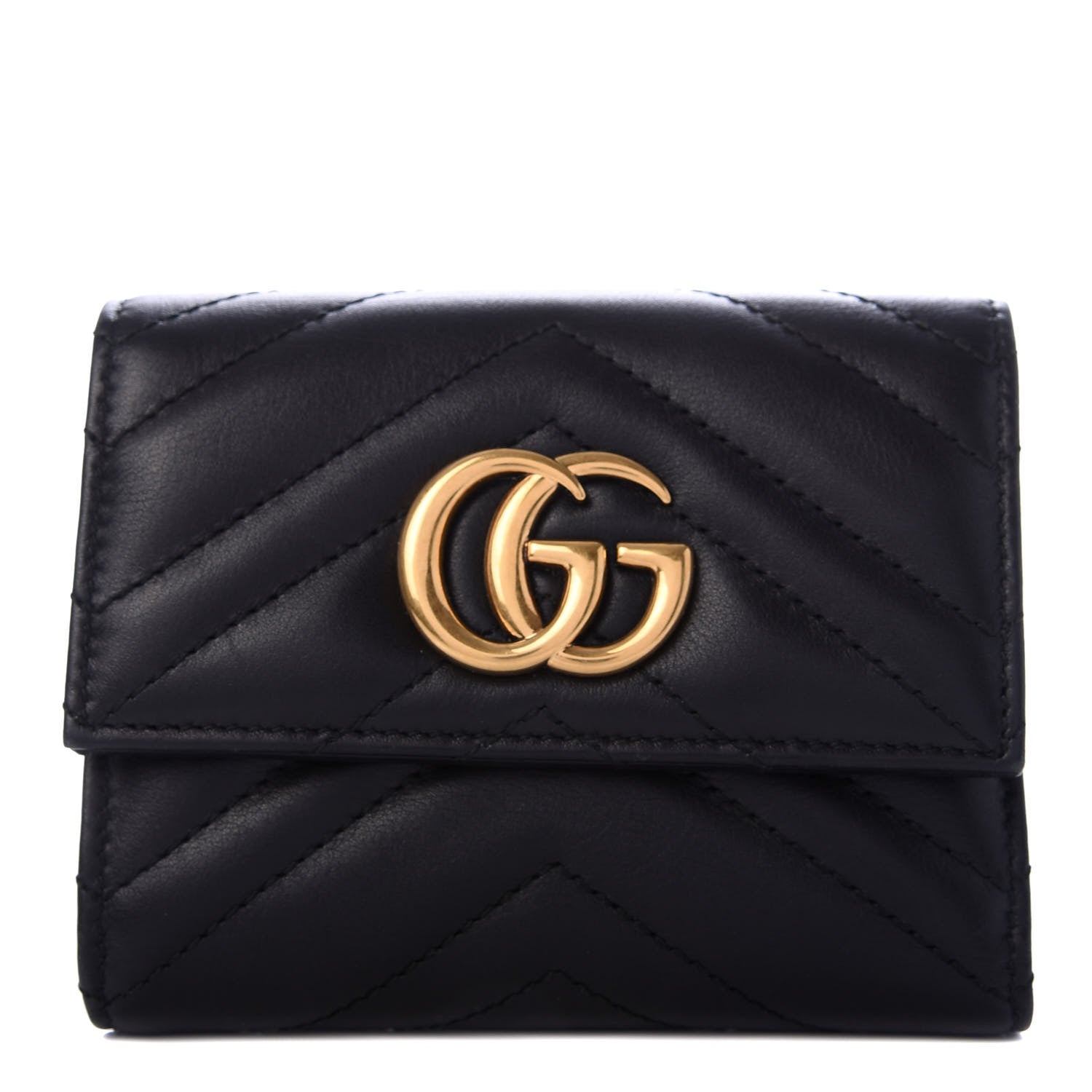 Gucci Calfskin Matelasse GG Marmont Wallet Black 1 of 8