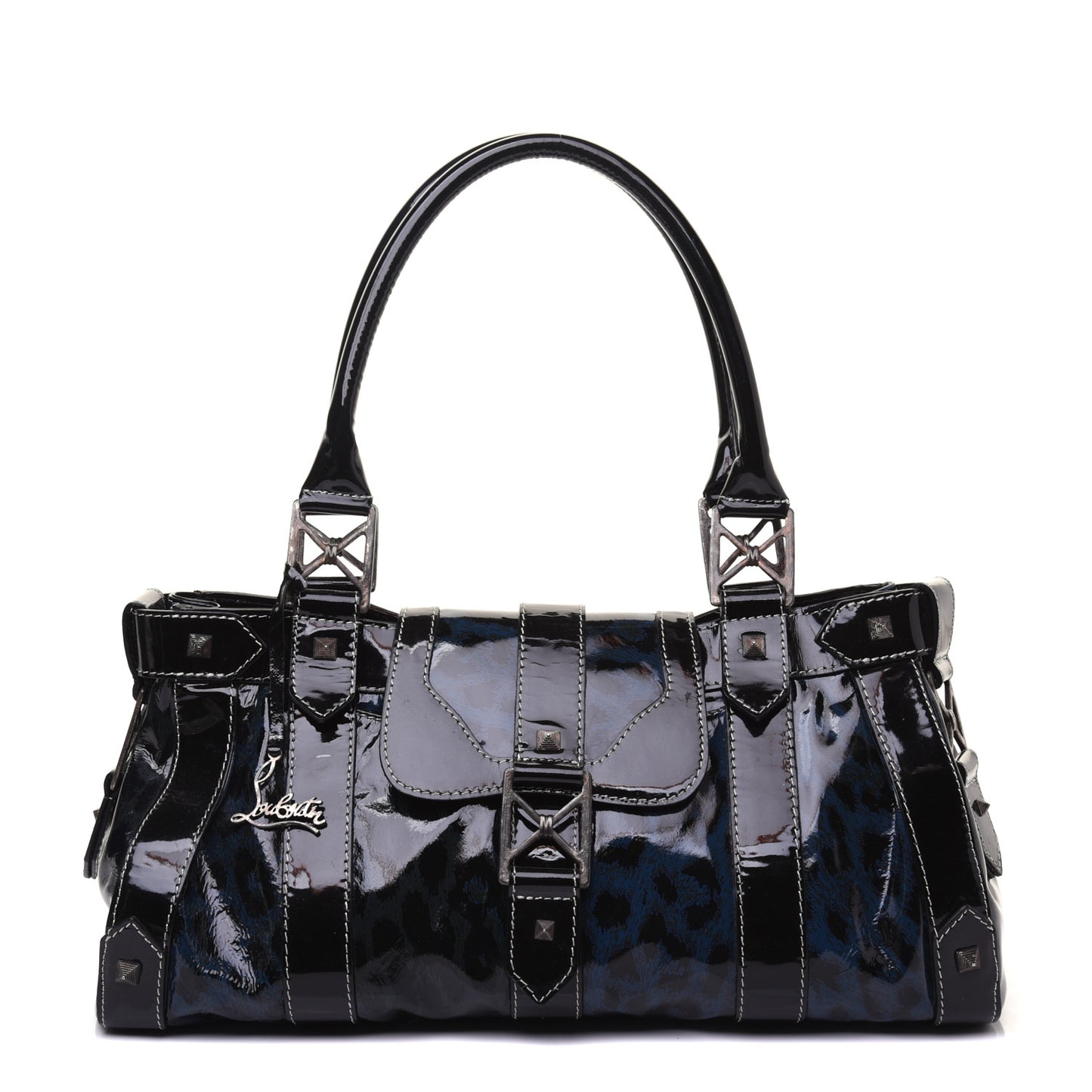 Patent Leopard Ironica Tote Blue