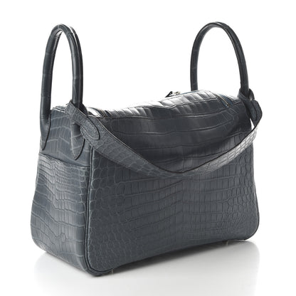 Hermes Matte Niloticus Crocodile Lindy 30 Blue Jean 3 of 9