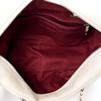 Chanel Aged Calfskin Quilted Cotton Club Bowler Pearl 5 of 10