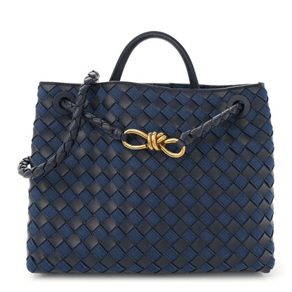 Bottega Veneta Nappa Intrecciato Denim Medium Andiamo Shoulder Bag Abyss Indigo 1 of 10