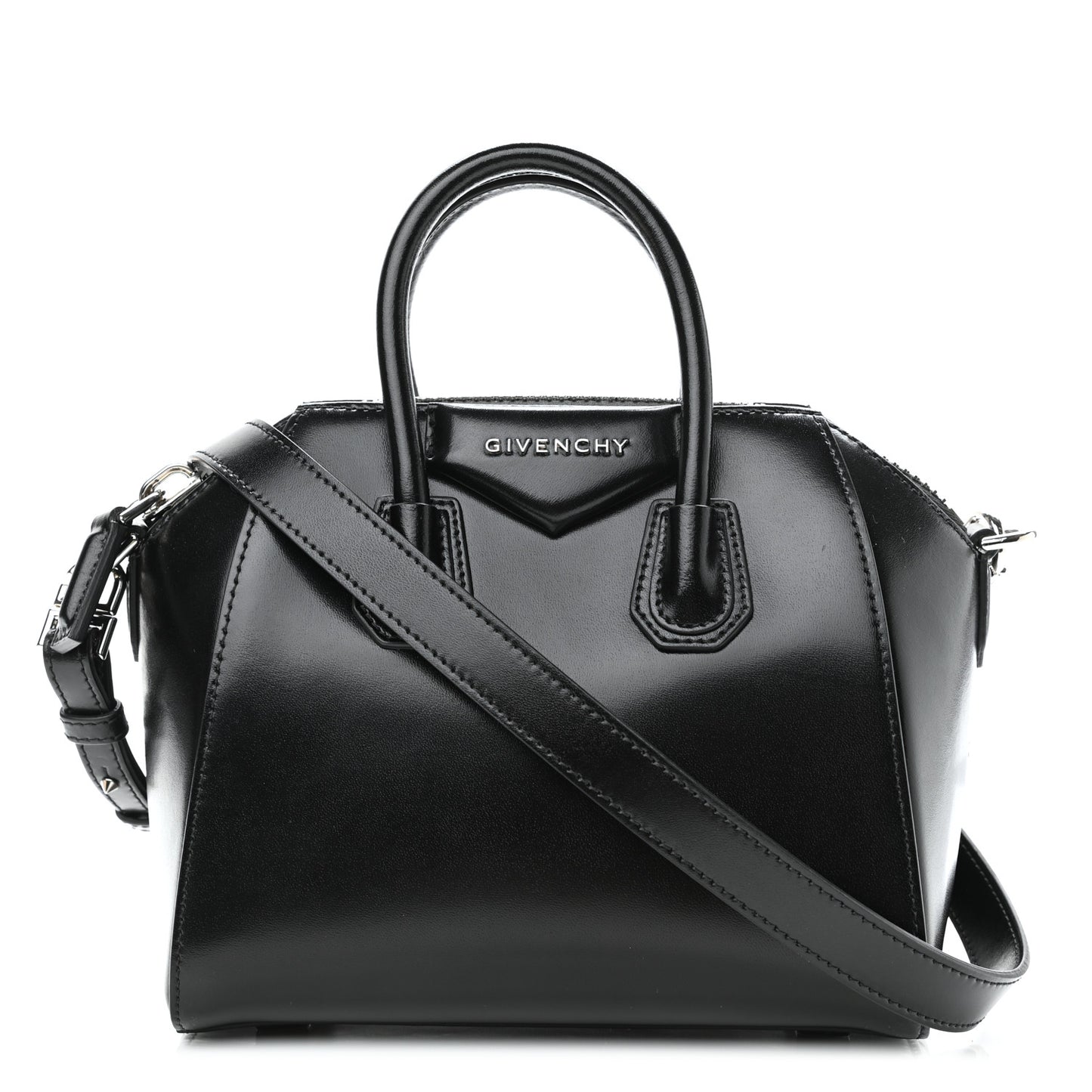 Shiny Lord Calfskin Mini Antigona Black