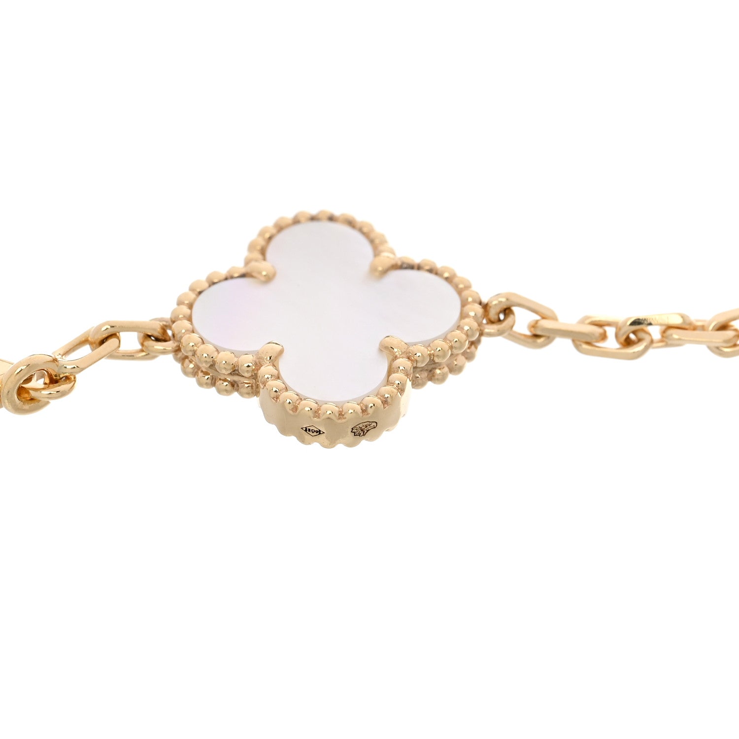 Van Cleef & Arpels 18K Yellow Gold Mother of Pearl 5 Motifs Vintage Alhambra Bracelet 3 of 5