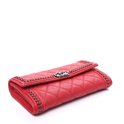 Chanel Calfskin Quilted Boy Chain Around Flap Wallet Red 4 of 11