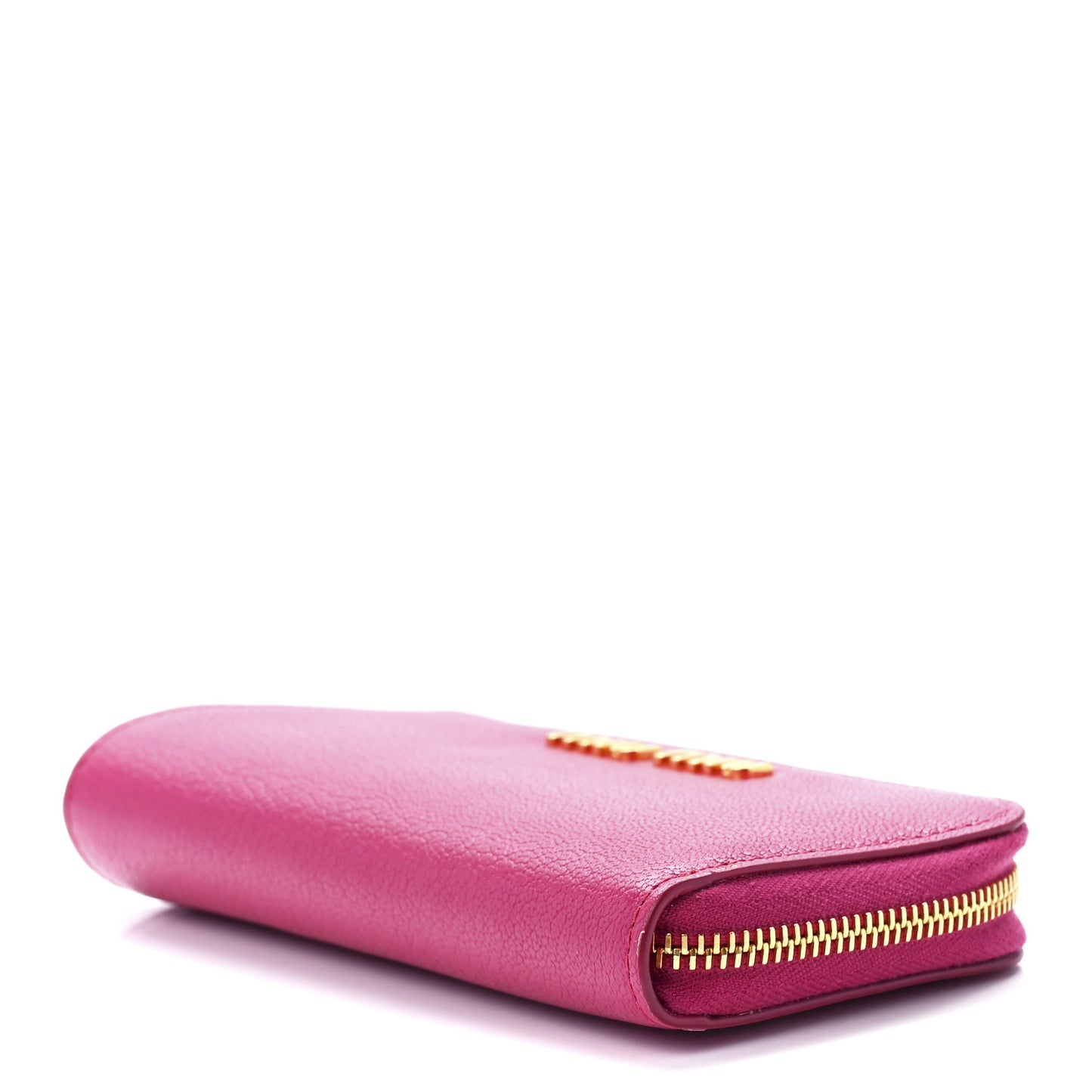 Goatskin Madras Zip Compact Wallet Pink