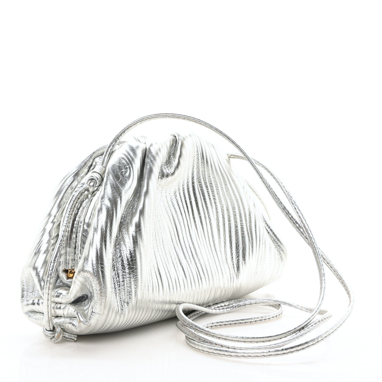 Metallic Bark Calfskin The Mini Pouch Silver
