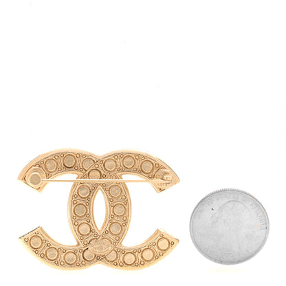 Chanel Metal Crystal Graduated Pearl CC Brooch Gold 2 of 4