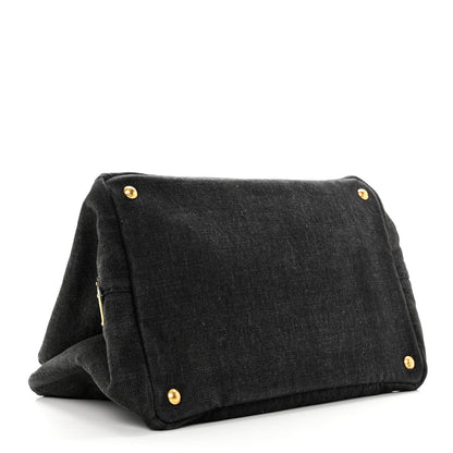 Prada Denim Logo Tote Black 3 of 7