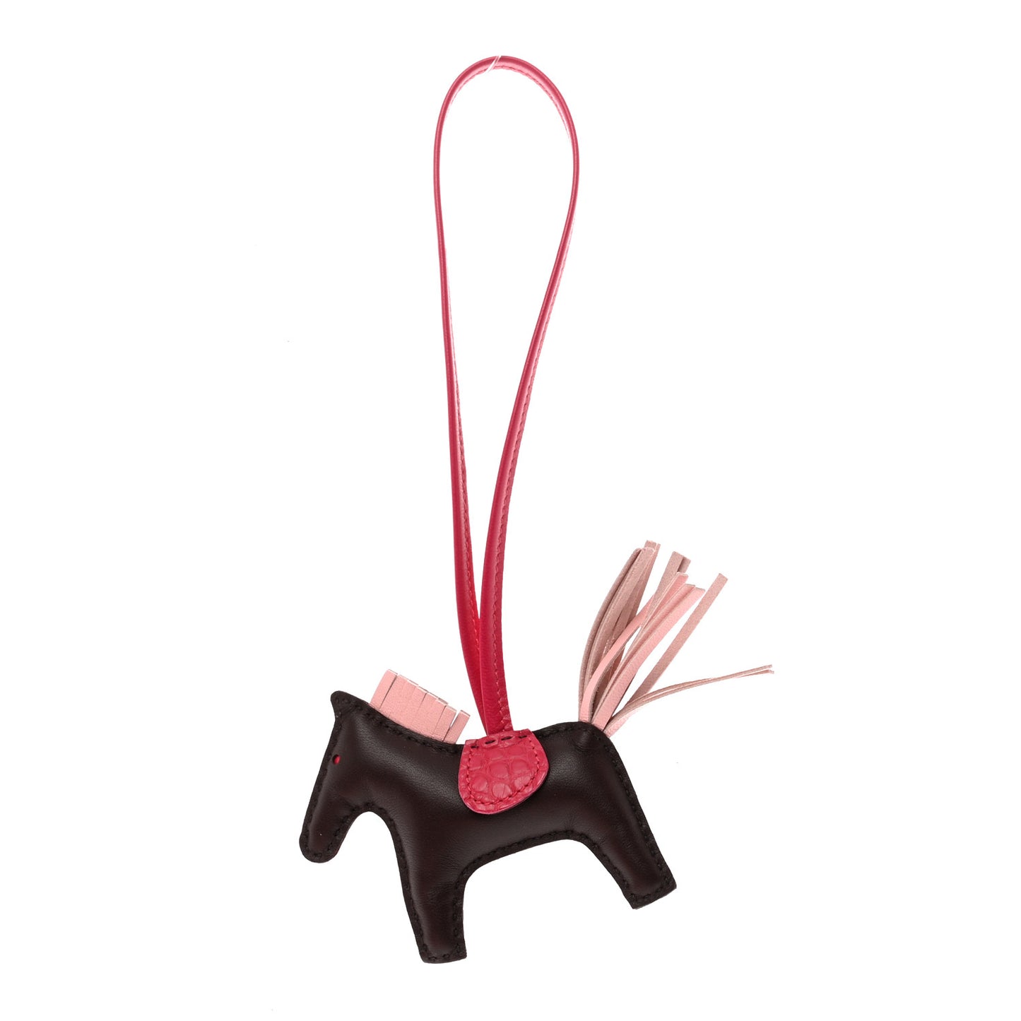 Milo Lambskin Matte Alligator Touch Grigri Rodeo Horse Bag Charm PM Rouge Sellier FRAMBOISE Rose Sakura