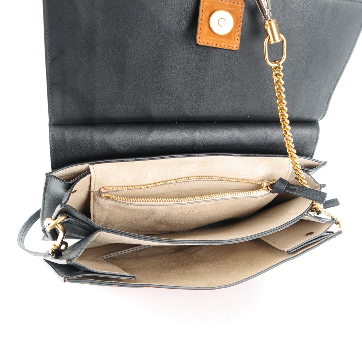 Suede Patchwork Medium Faye Shoulder Bag Desert Beige