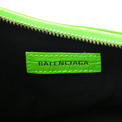 Balenciaga Extra Supple Calfskin Crocodile Embossed Le Cagole Shoulder Bag XS Acid Green 6 of 13