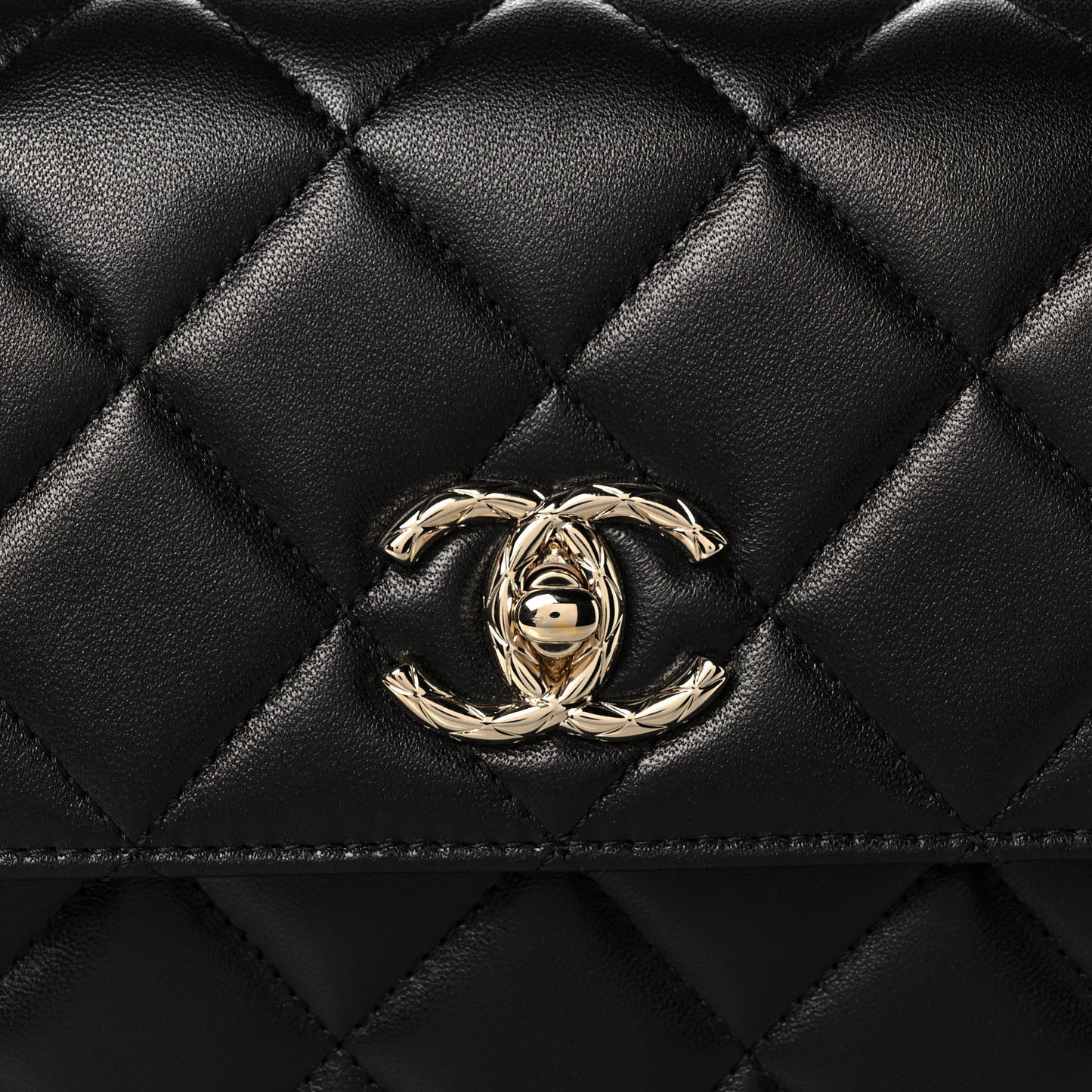 Lambskin Quilted Small Trendy CC Dual Handle Flap Bag Black