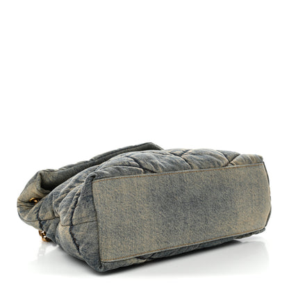 Saint Laurent Denim Quilted Medium Loulou Puffer Monogram Chain Satchel Blue Cinnamon 4 of 10
