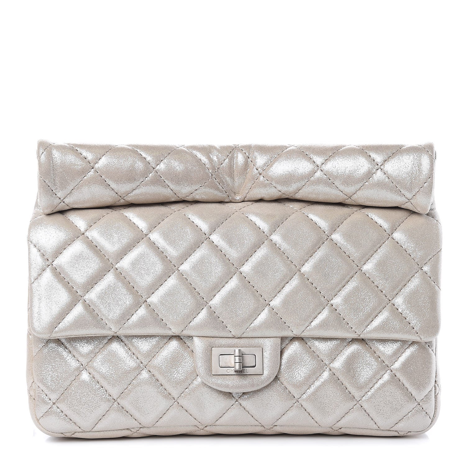 Chanel Iridescent Calfskin Quilted Large Roll 2.55 Reissue Clutch Light Gold 1 of 11