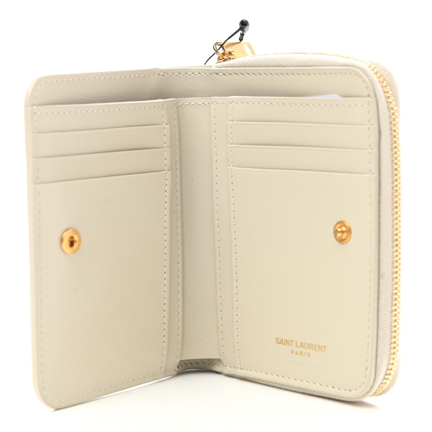 Calfskin Compact Zip Around Wallet Crema Soft