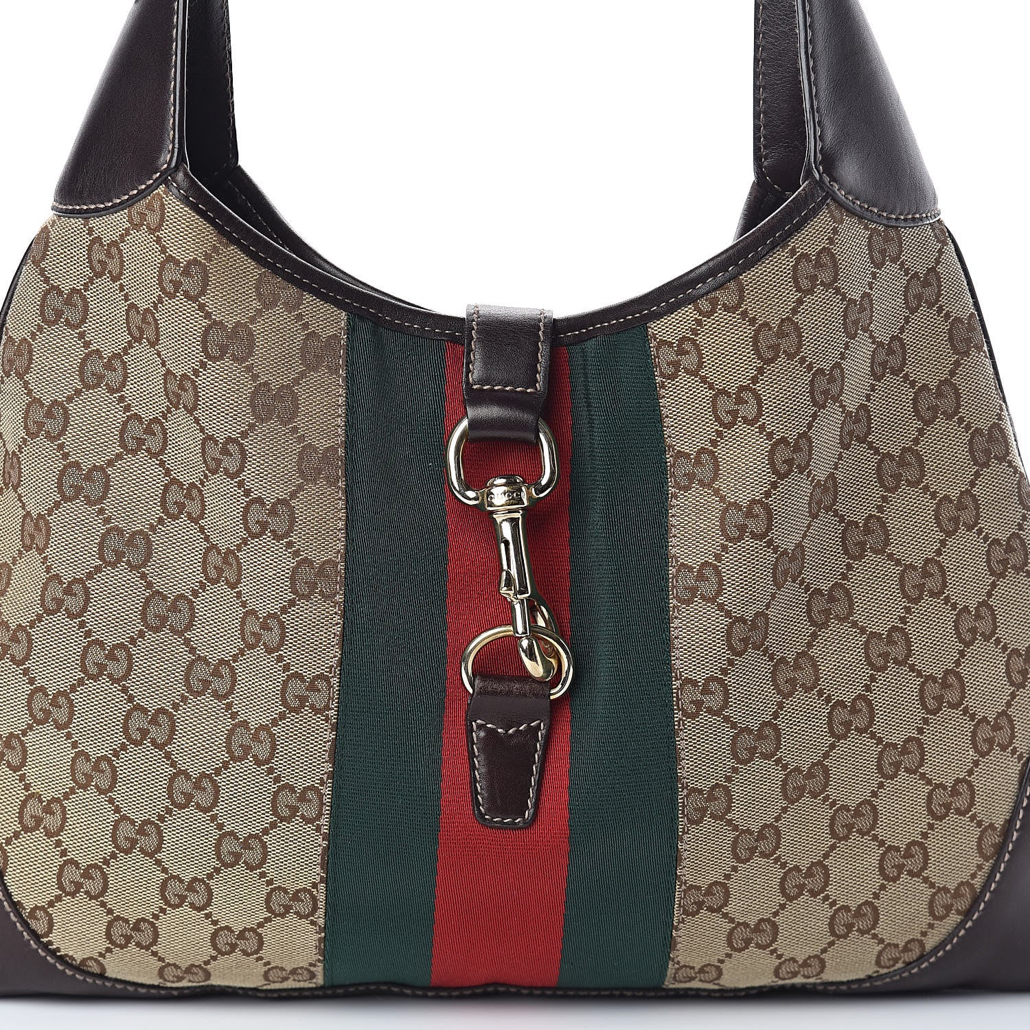 Gucci Monogram Web Jackie O Bouvier Hobo Dark Brown 8 of 11
