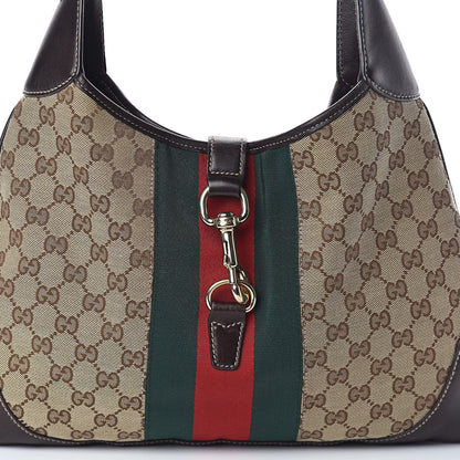 Gucci Monogram Web Jackie O Bouvier Hobo Dark Brown 8 of 11