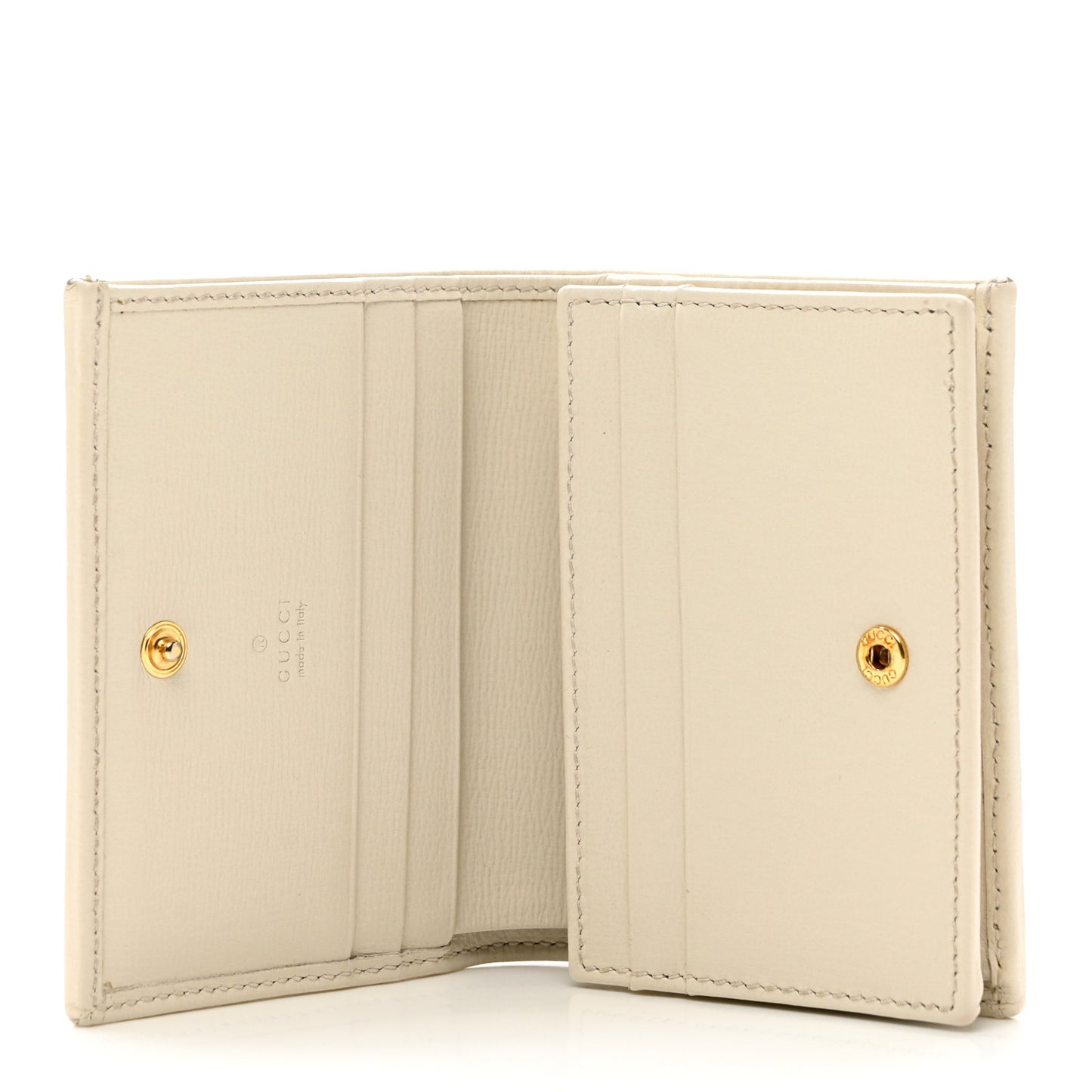GG Supreme Monogram Azalea Calfskin Horsebit 1955 Card Case Wallet Beige Ebony Mystic White