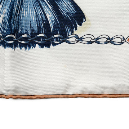 Hermes Silk Cavalcades Scarf 90 White Bleu Jean Vert 5 of 5