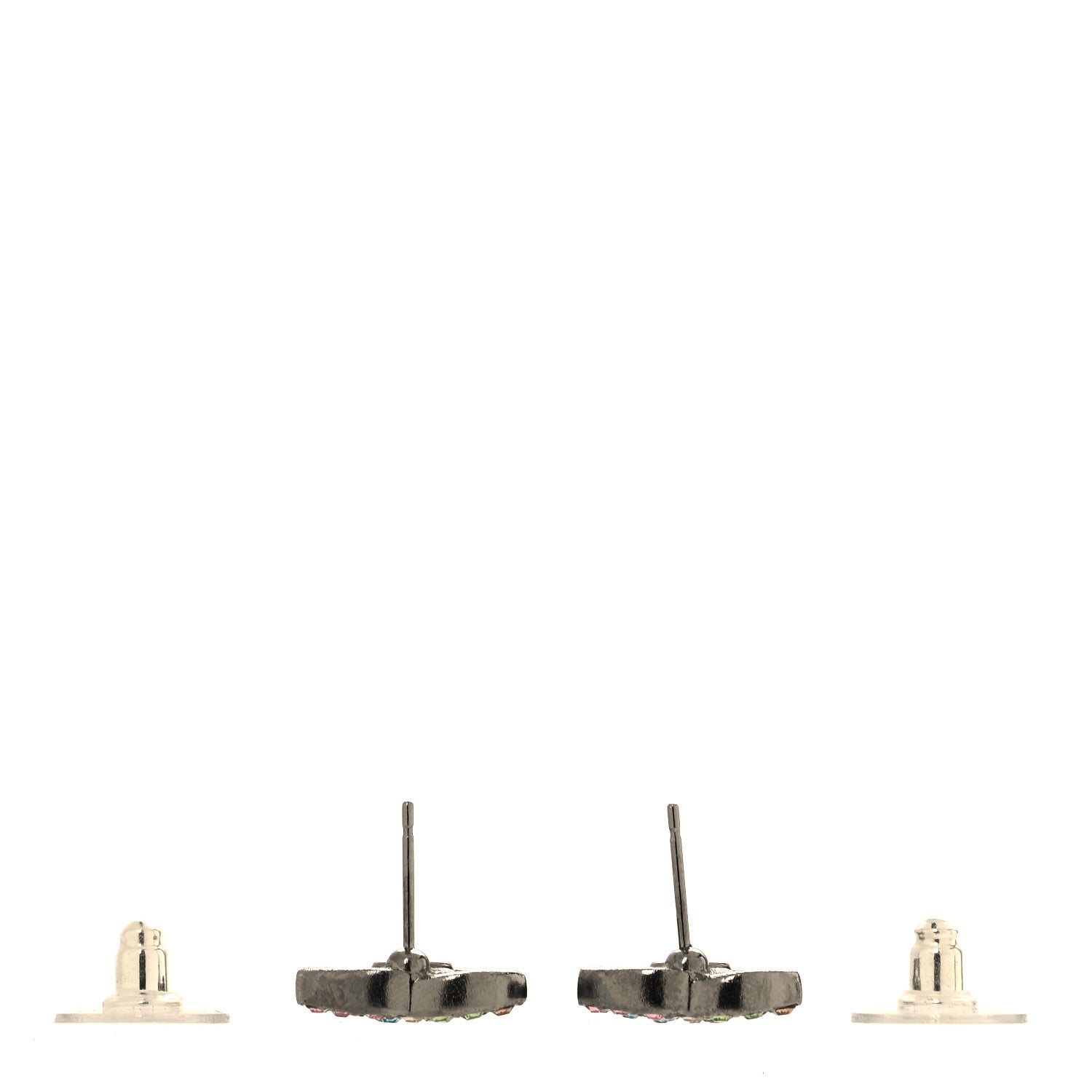 Chanel Ruthenium Crystal CC Earrings Multicolor 3 of 5